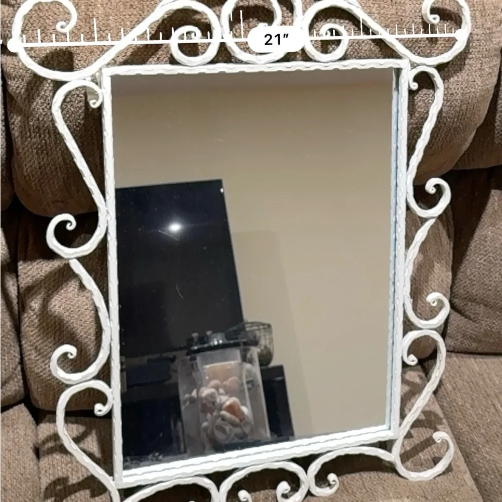 Elegant White Scrollwork Mirror